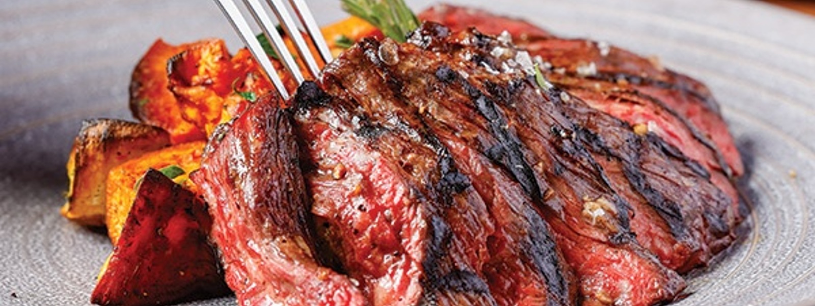 Skirt steak with roasted root vegetables