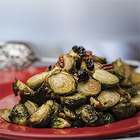 Roasted Brussels sprouts with apples, cherries and pecans