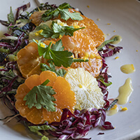 Chiffonade of chicories with mixed citrus and garden herbs