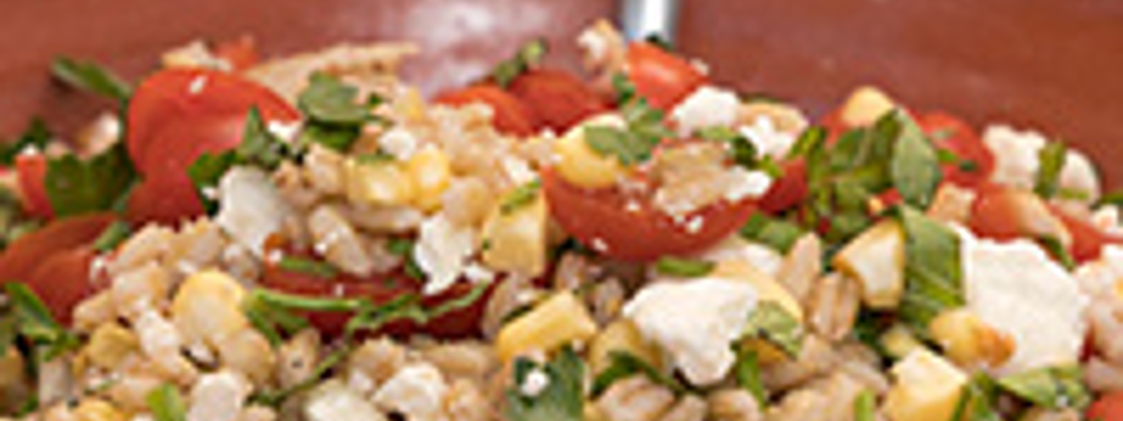 Tomato corn salad with feta and wheat berries