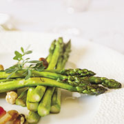 Spring asparagus with blood orange and toasted hazelnuts