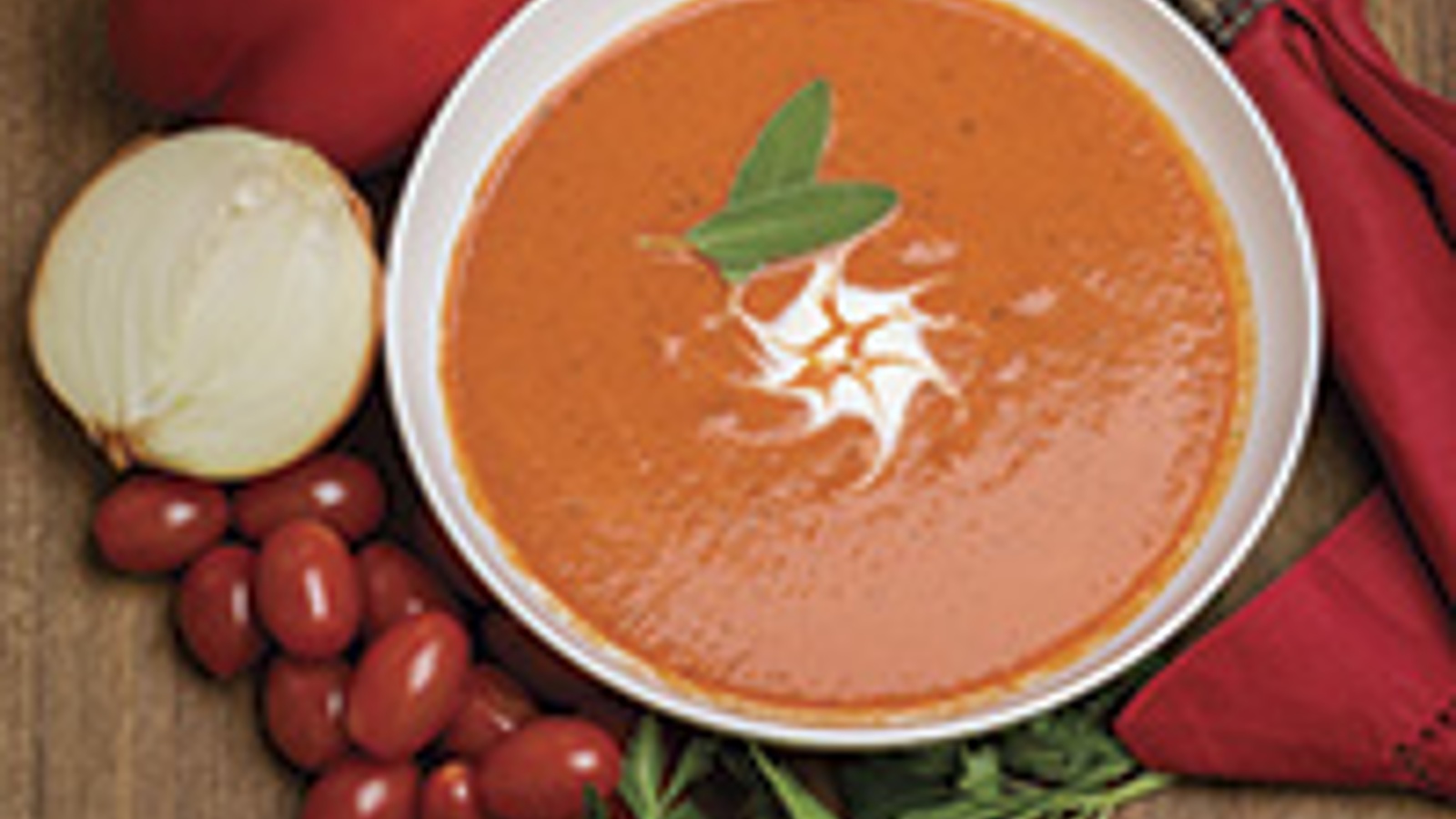 Red pepper and heirloom tomato soup