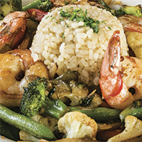 California Grill prawn and vegetable stir-fry