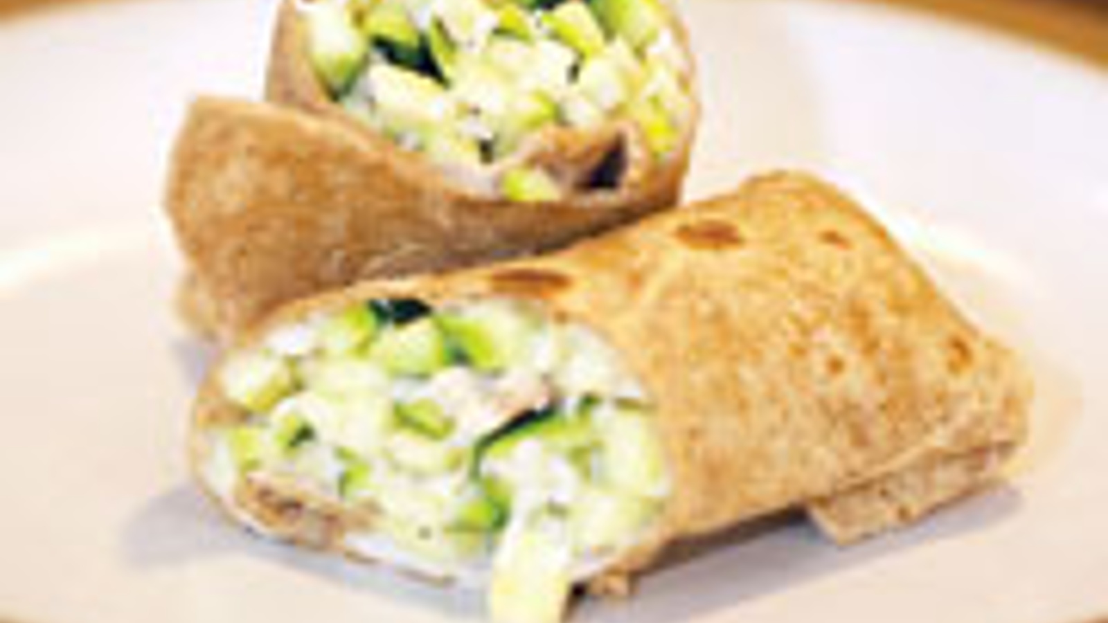 Chicken and zucchini burritos with yogurt ranch dressing