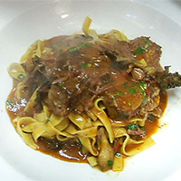 Braised short ribs with tagliatelle pasta