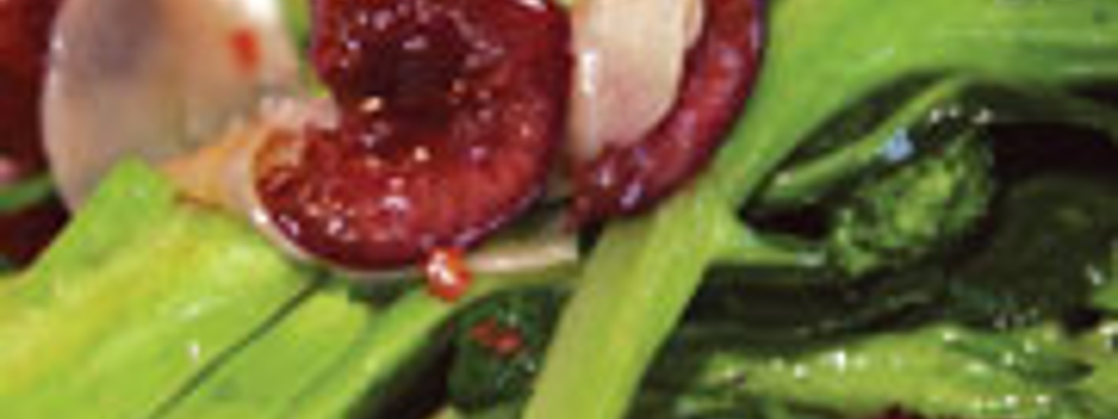 Sauteed broccolini with Bing cherries