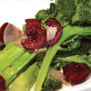 Sauteed broccolini with Bing cherries