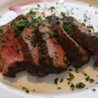 Roasted petite filet of beef with horseradish cream sauce