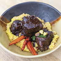 Winter braised beef stew with creamy polenta recipe