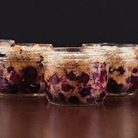 Blueberry and lavender crumble in jars