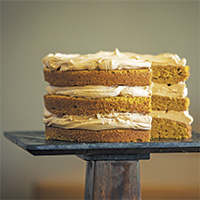 Pumpkin layer cake with butterscotch-bourbon frosting