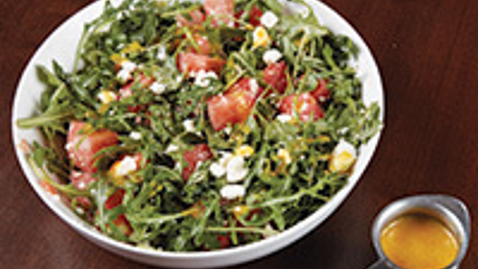 Watermelon salad with arugula and feta