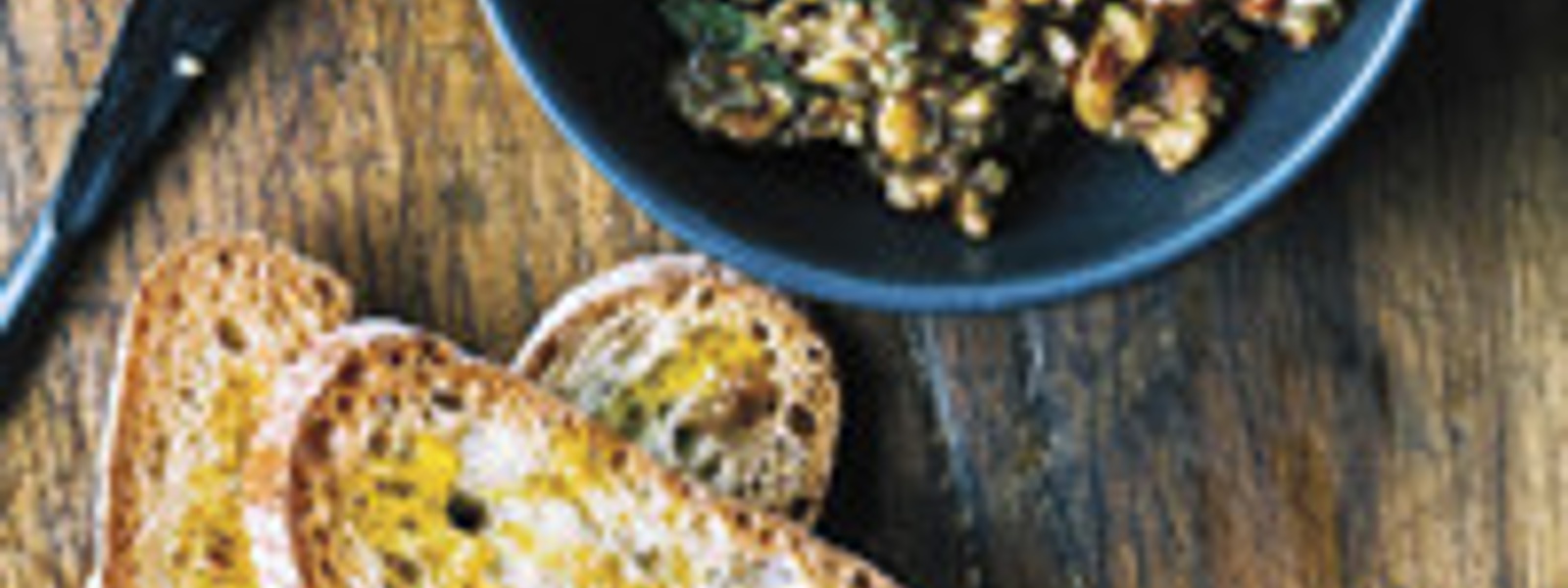 Almond, anchovy and fennel toasts