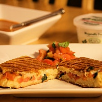 Grilled tomato and basil panini with fresh mozzarella