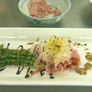 Shaved ham and peppered asparagus