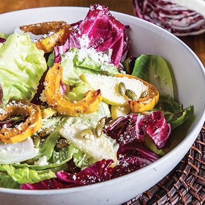 Delicata squash and chicory salad