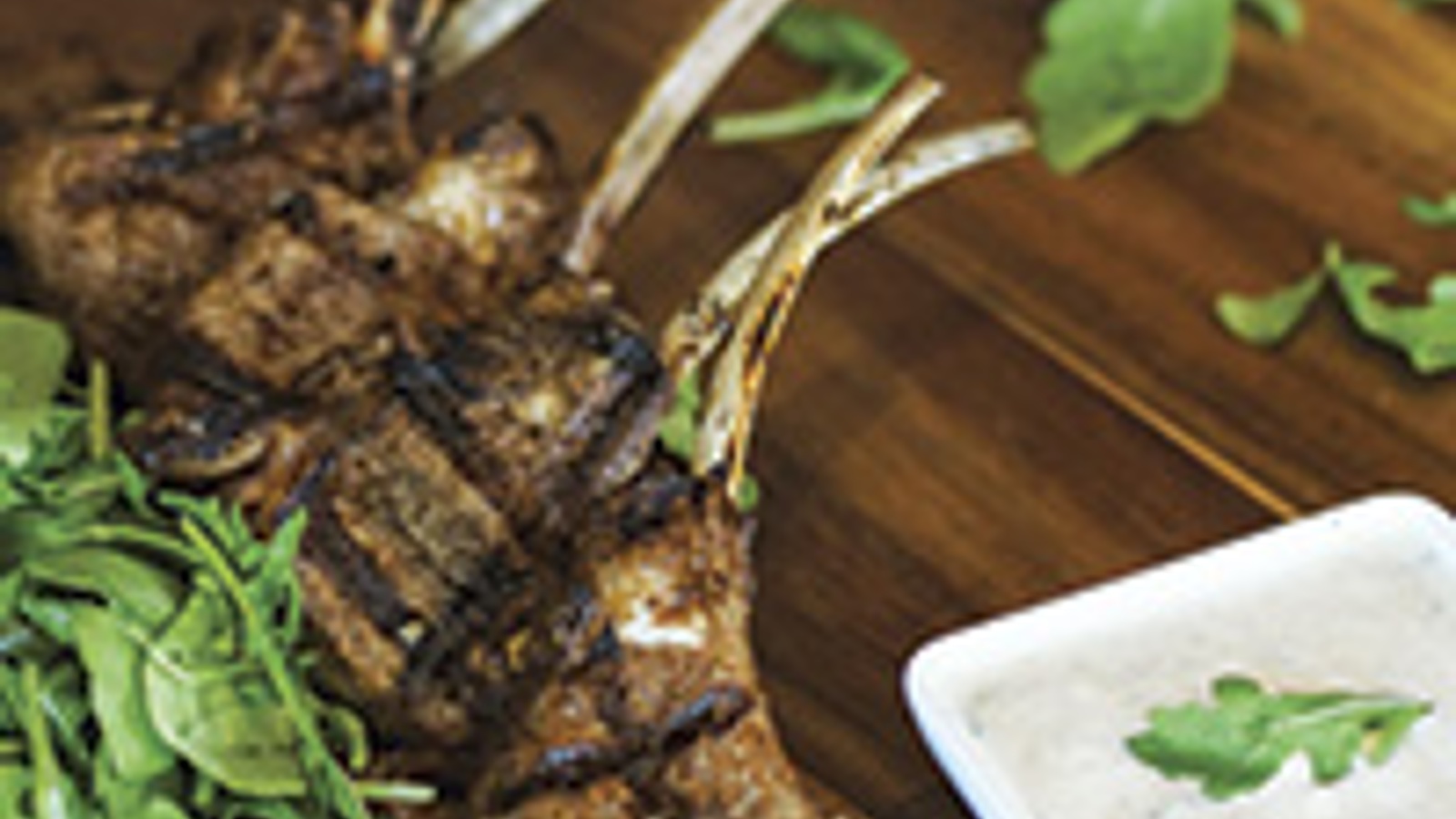 Charbroiled lamb lollipops with cumin-coriander yogurt