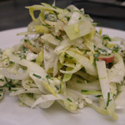 Apple and endive salad with blue cheese and candied pecans