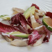 Endive and grapefruit salad with smoked trout