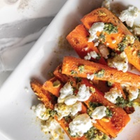 Roasted carrots with carrot top pesto