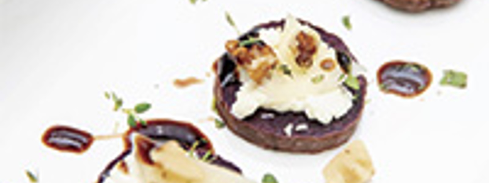 Stokes Purple sweet potato crostini with goat cheese