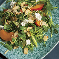 Pea shoot salad with apricots