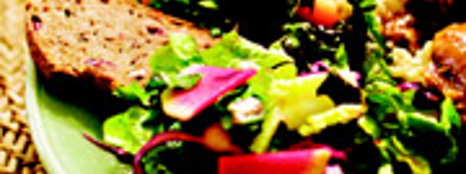 Green leaf lettuce with roasted beets, cabbage and radishes with red wine vinaigrette