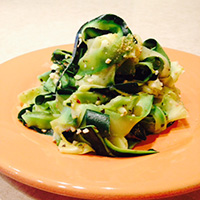 Garlic zucchini fettuccine with almonds