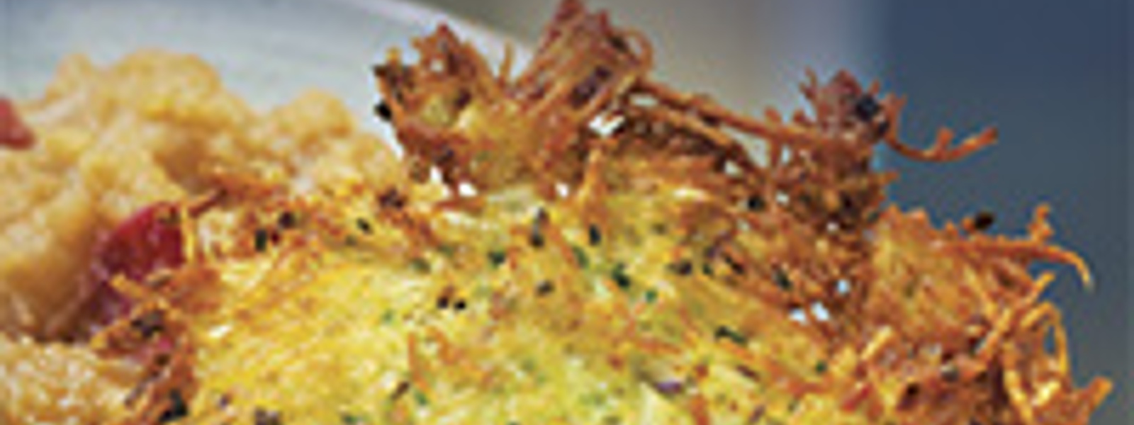 Chive-scented potato latkes with chunky heirloom applesauce