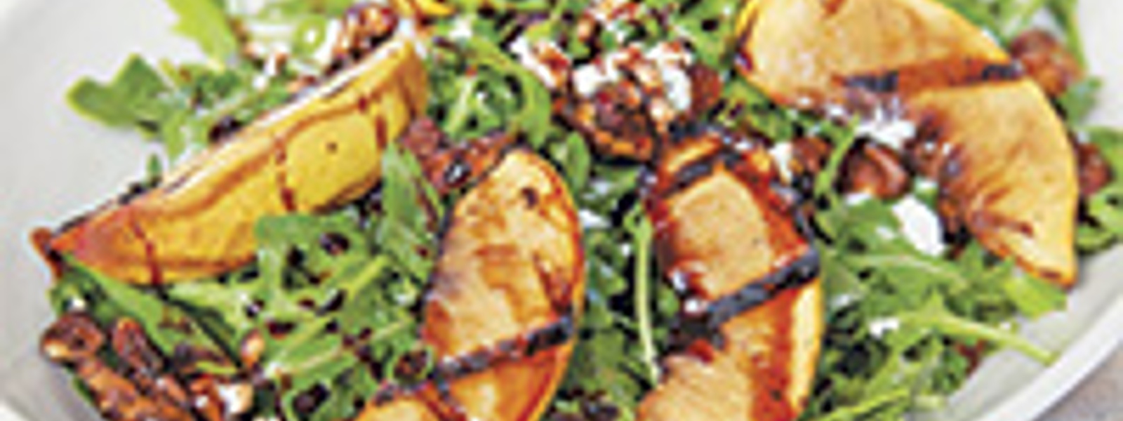 Grilled peach salad with peach balsamic vinaigrette