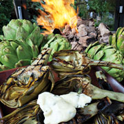 Grilled artichokes with caper aioli