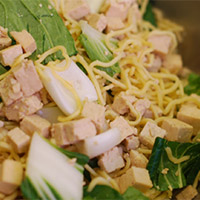 Sesame noodles with tofu and bok choy