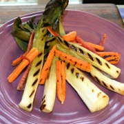 Parboiled leeks in marinade