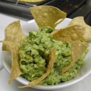 Guacamole with homemade tortilla chips