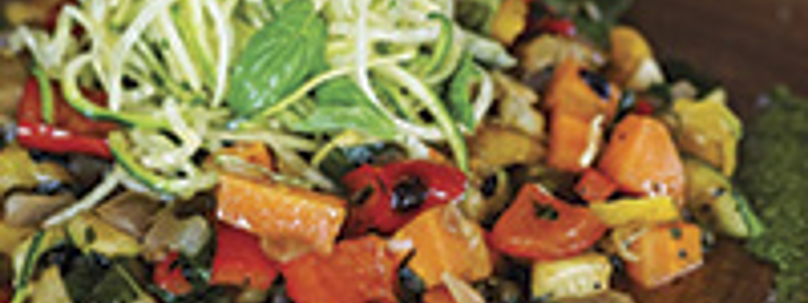 Vegetables caponata with zucchini noodles