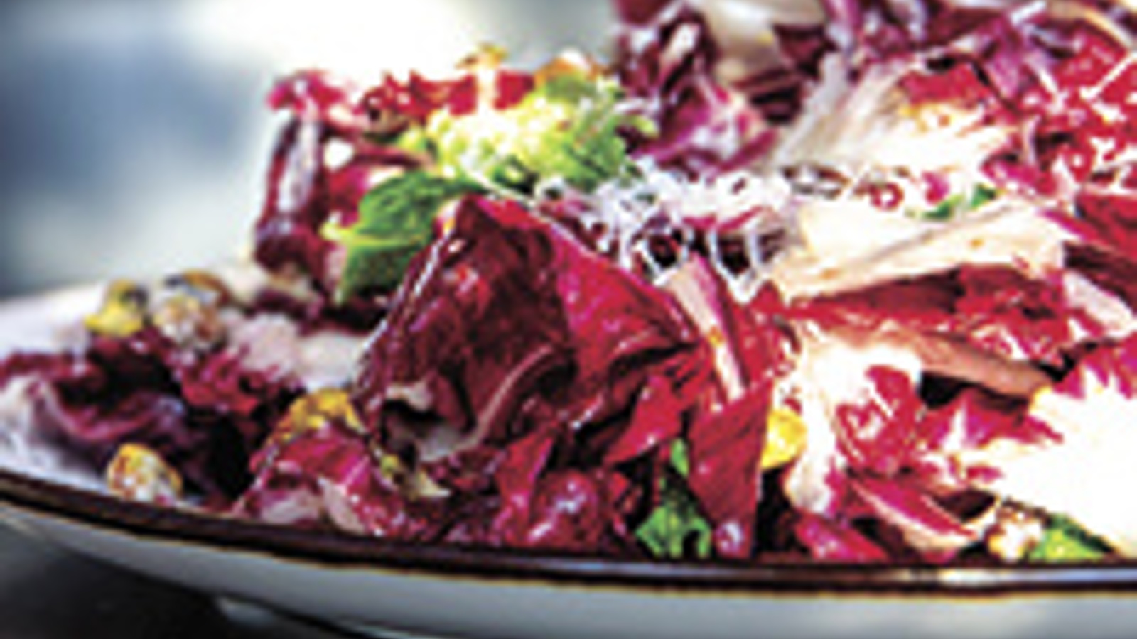 Radicchio salad with mint, pistachios, Pecorino Romano and grapefruit honey vinaigrette