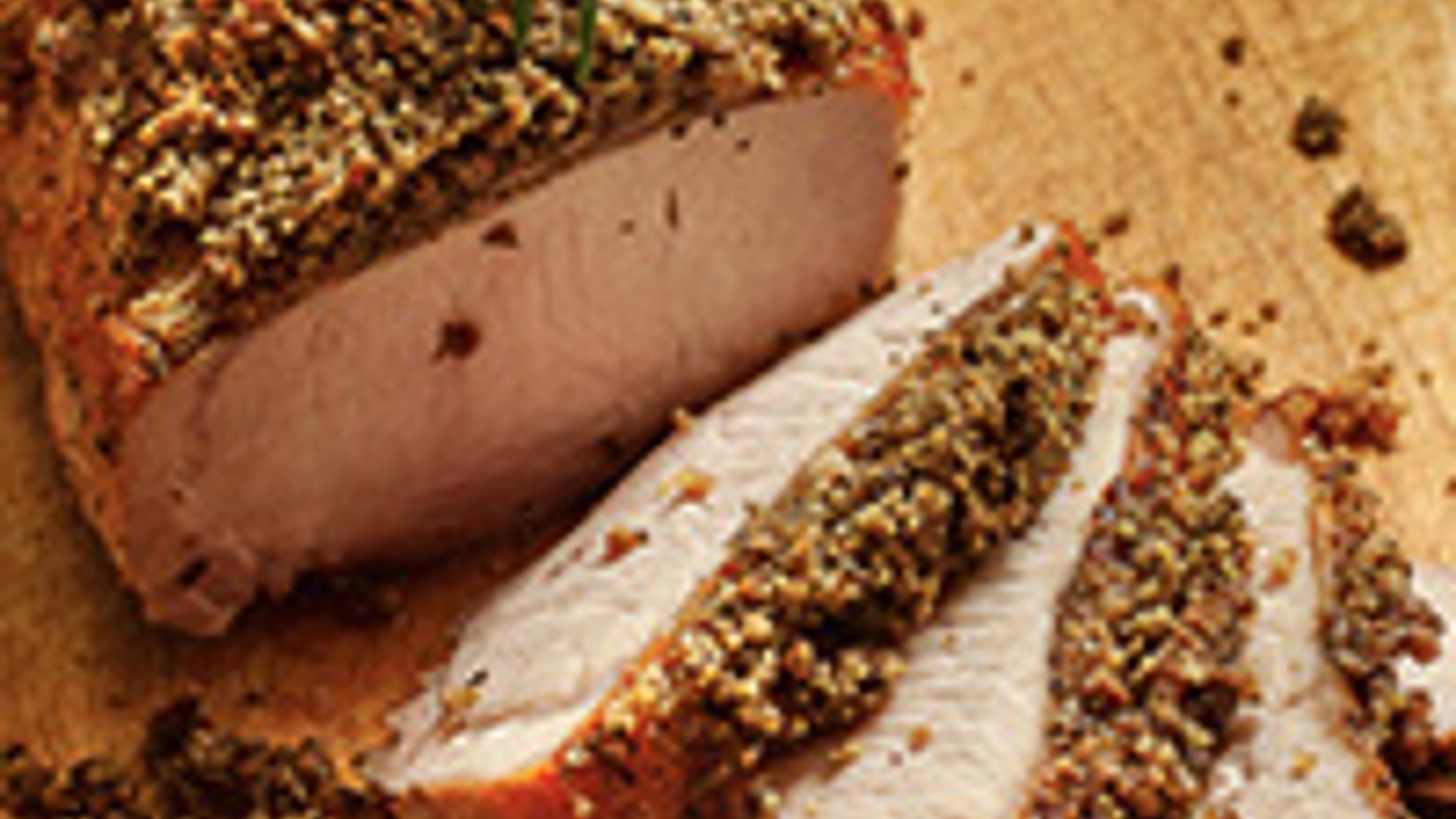 Roasted pork loin with a garlic, rosemary and walnut crust