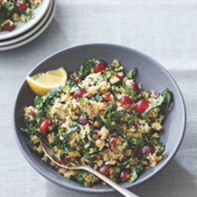 Kale quinoa salad with red grapes