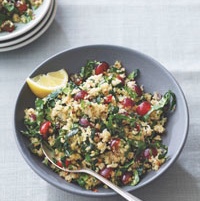 Kale quinoa salad with red grapes