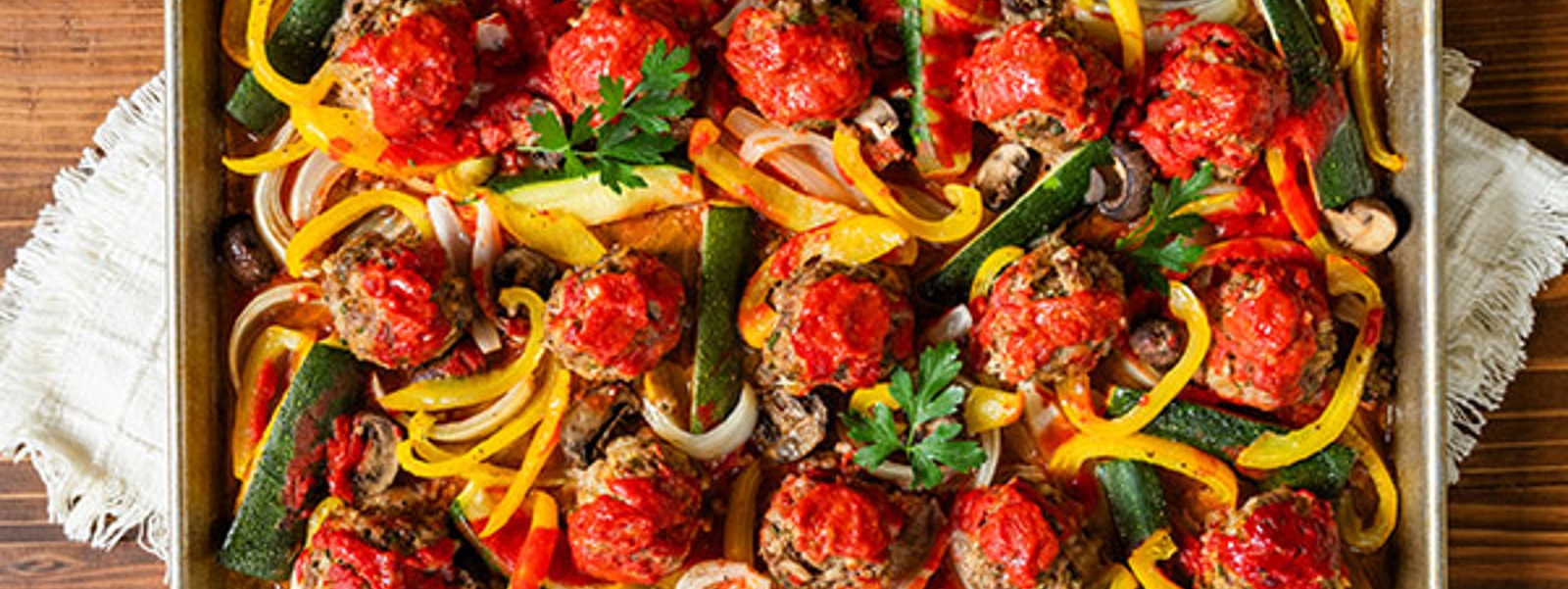 Sheet pan meatball dinner