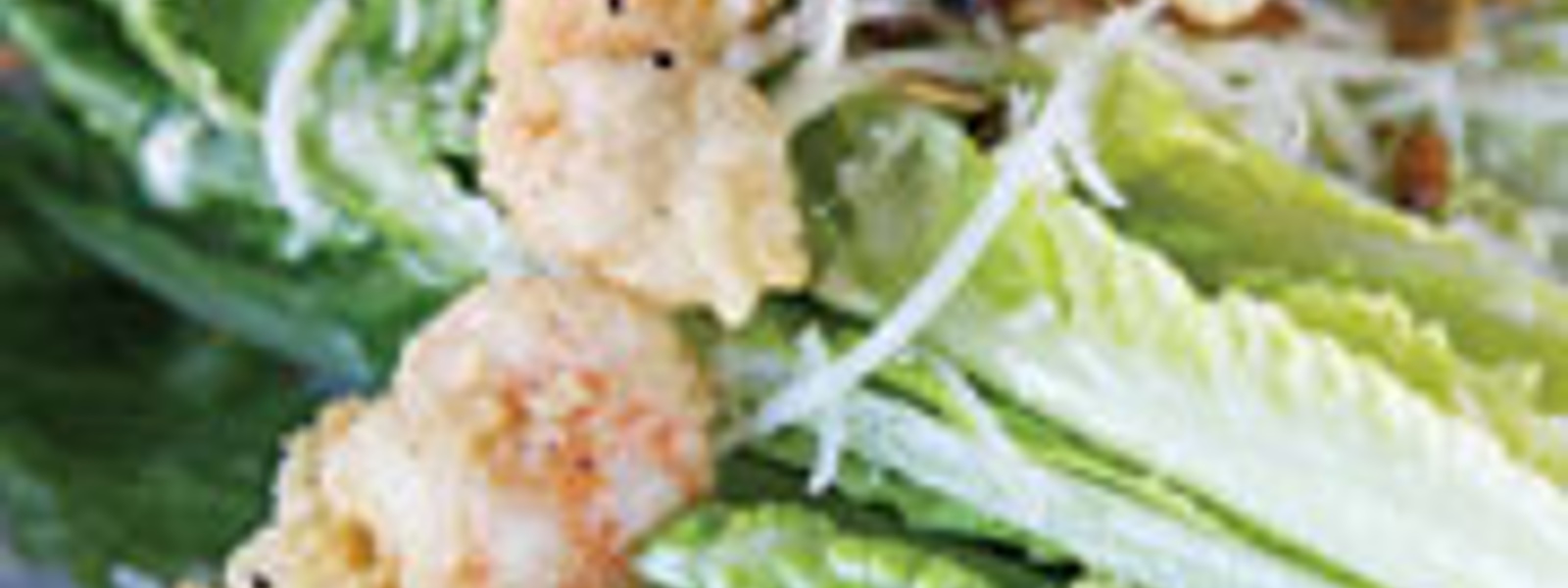 Caesar salad with rock shrimp croutons and pepitas