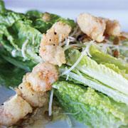 Caesar salad with rock shrimp croutons and pepitas