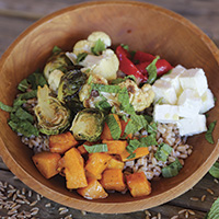 Mediterranean roasted vegetable and farro bowl