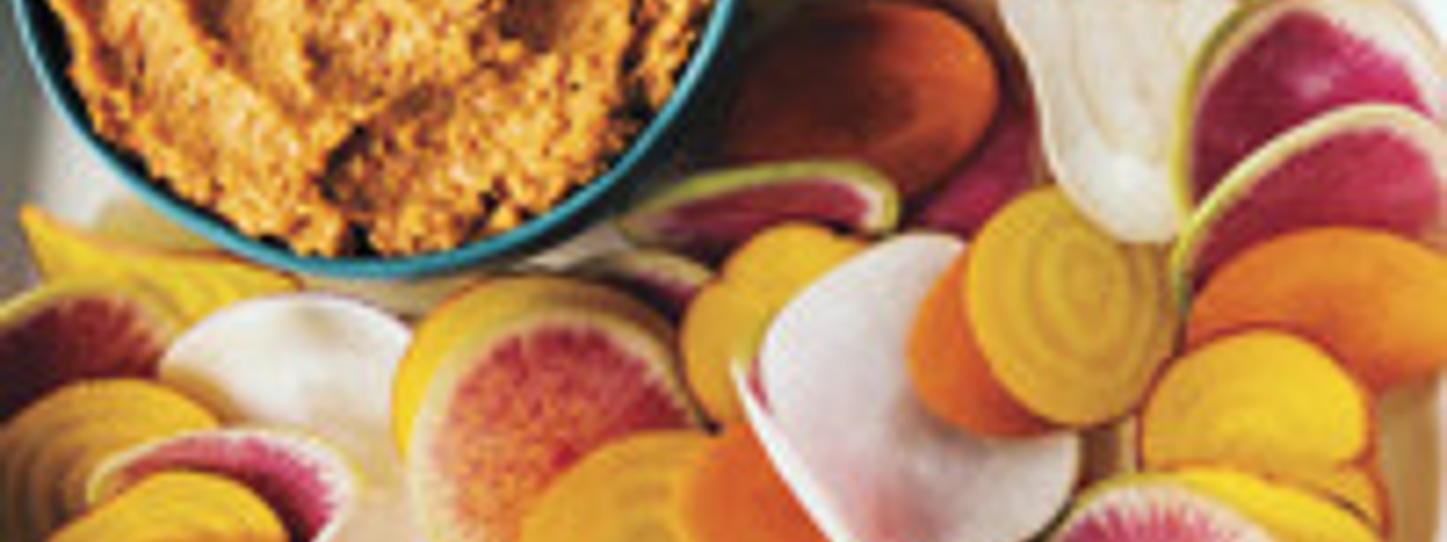 Roasted carrot hummus with vegetable chips