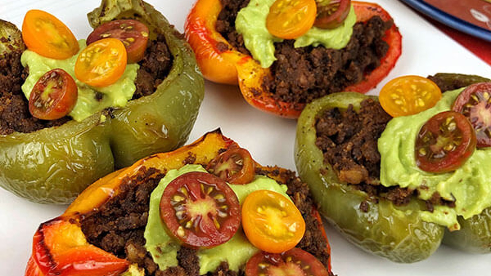 Vegan walnut "chorizo" stuffed bell peppers