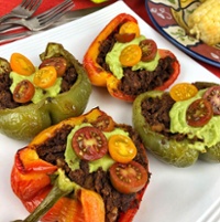 Vegan walnut "chorizo" stuffed bell peppers