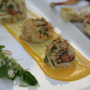 Dungeness crab cakes and saffron aioli