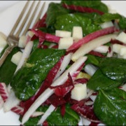 Salad of spinach, radicchio, endives and pecorino cheese