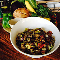 Grilled vegetable salad with lentils