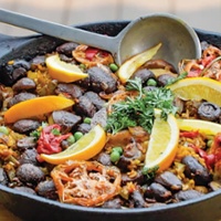 Salinas Valley mushroom and artichoke paella